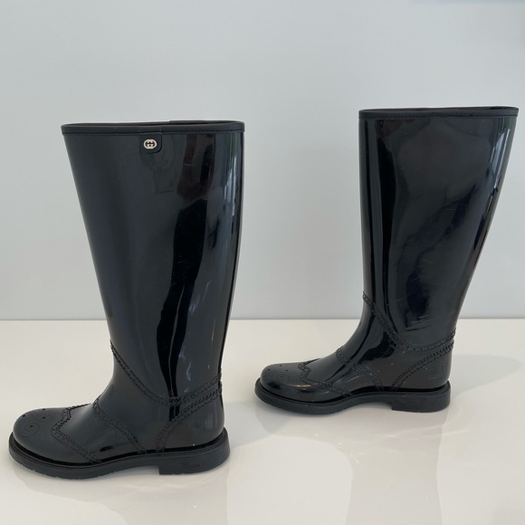 GUCCI BLACK BOOTS NERO OLD LAI RUBBER BOOTS SIZE IT 38 / US 8 - Picture 9 of 16